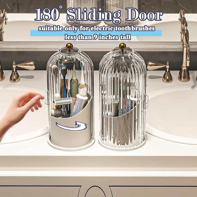 Dustproof Toothbrush Holders with Cover, Transparent