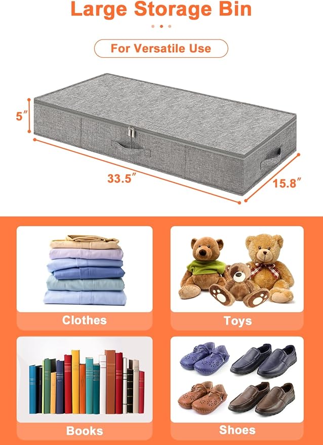 5 inches High Low Profile Under Bed Storage with Sturdy Sides & Bottom