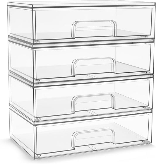 Acrylic Storage Containers, 4 Pack, 12.1’’ Wide
