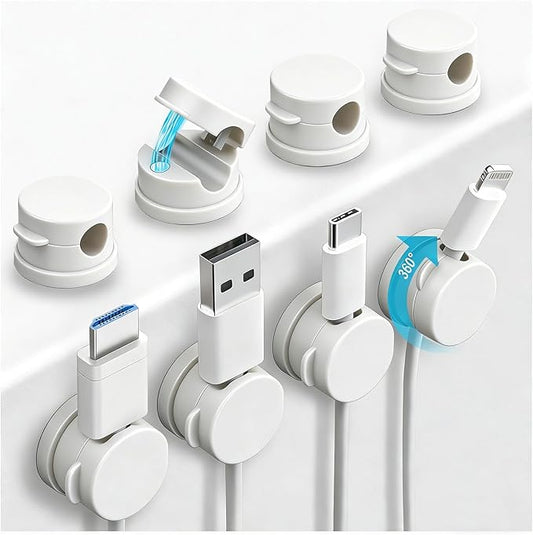 8 Pack Magnetic Cable Clips, Rotatable Cable Management Clips for Desk & Wall