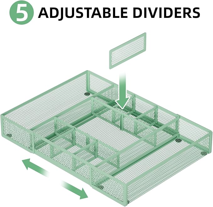 Expandable Desk Drawer Organizer, Expandable-Green