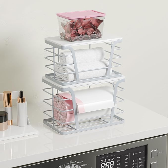 2 Pack Gray Trash Bag Organizer for Kitchen and Pantry