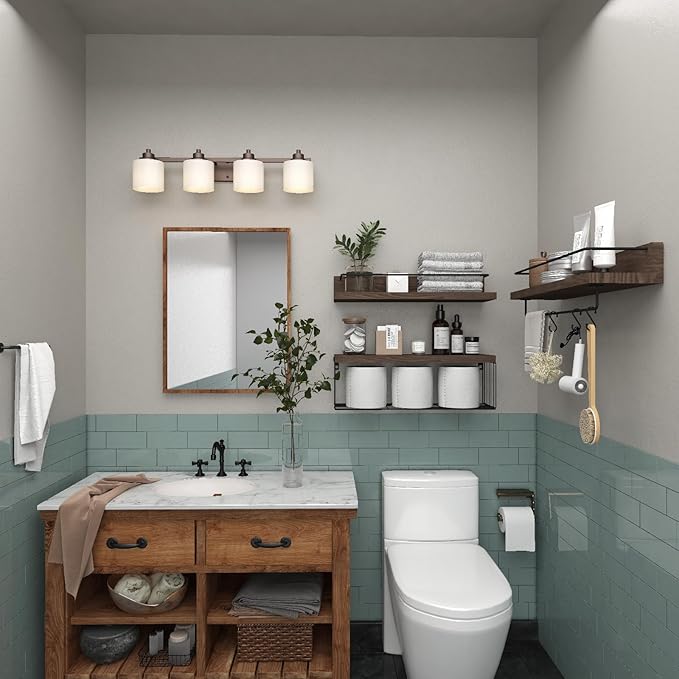 PopiShelves 22.5 inches Bathroom Shelves Over Toilet for Wall, Floating Shelves with Storage Basket Paper Holer for Kitchen Living Room, Bedroom & Classroom, Set of 3 (Dark Brown)