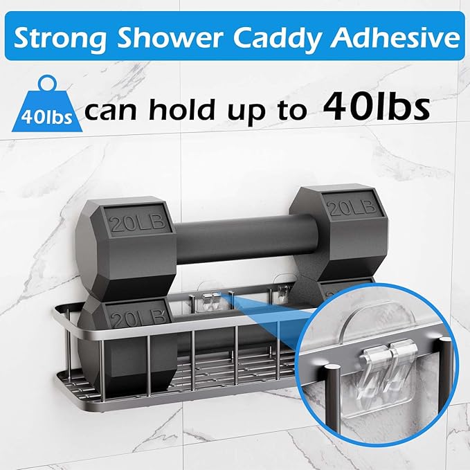 3 Pack Shower Caddy Adhesive Replacement, Shower Adhesive Strips, Strong Adhesive Hooks, Waterproof Sticker, No Drilling, for Bathroom Shelf and Kitchen Racks