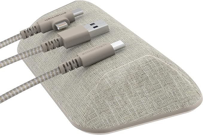 Smartish® Magnetic Cord Holder - Bigger Cable Wrangler Organizer with Magnet Clips for Charger Management on Desktop, Nightstand - Holds 6+ Cables - Lightly Toasted Beige