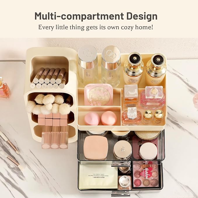 Makeup Organizer with Drawers, Large Bathroom Countertop Storage for Vanity