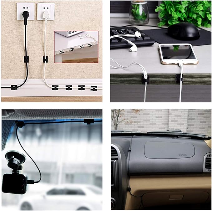 100pcs Self with 3M Adhesive Cable Clips Wire Holders Cord Organizer Cable Clamp