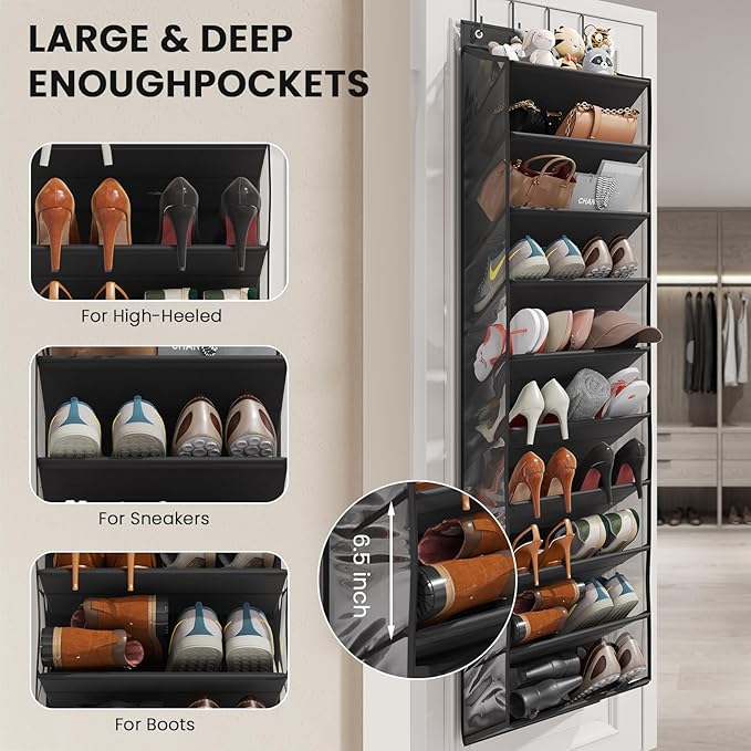 20-25 Pairs Over the Door Shoe Organizer, Black