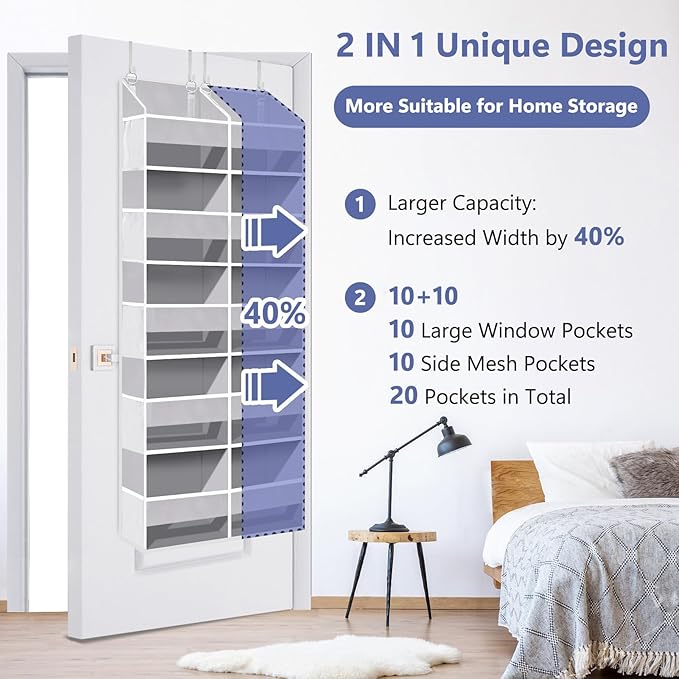 Heavy Duty Over The Door Organizer 5 Tiers, Light Gray