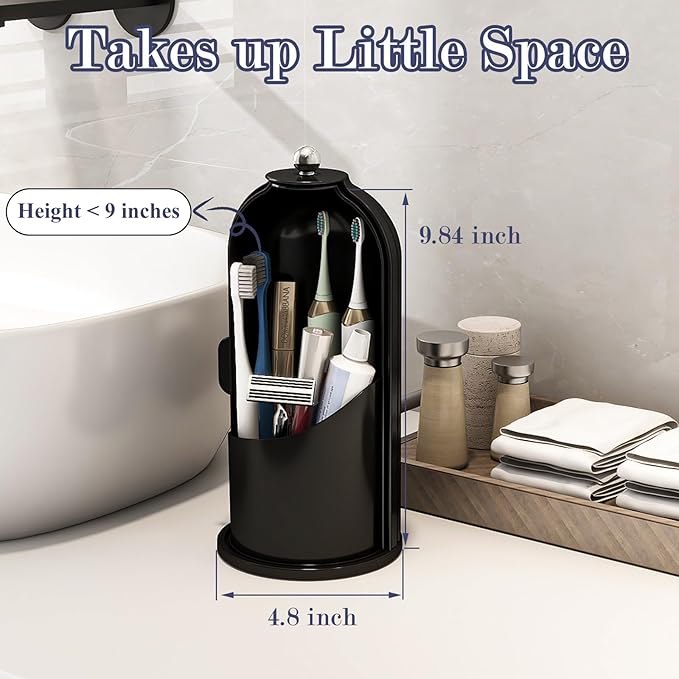 Dustproof Toothbrush Holders with Cover, Solid Black