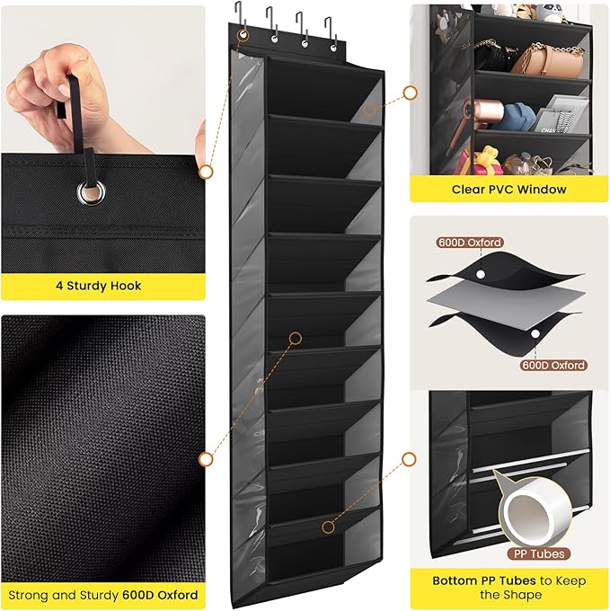 20-25 Pairs Over the Door Shoe Organizer, Black