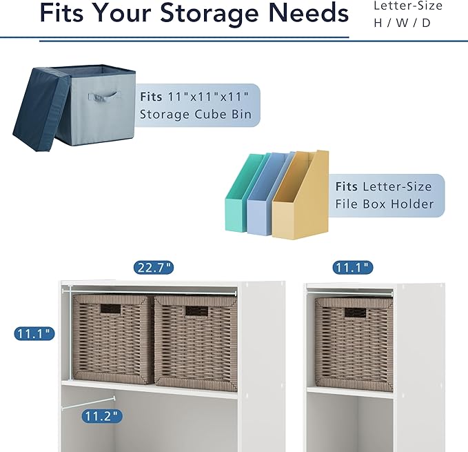 Homes: Inside + Out Apexa 2-Tier Cube Storage Organizer Shelves, Stackable Wood Bookcase Fits Cubby Bins for Organization, Dorm Teen Room Decor & Home Office, Light Blue