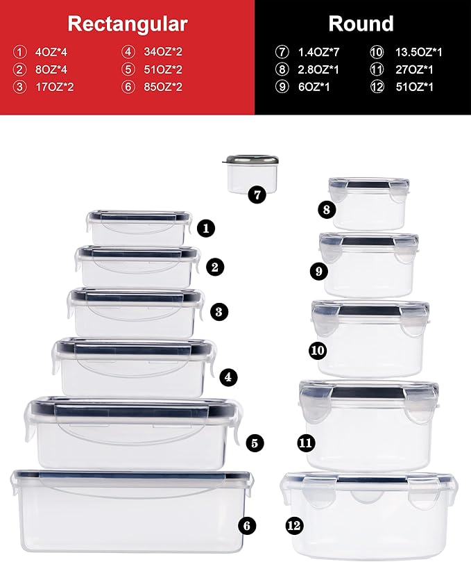 56 Pcs Large Food Storage Containers Set with Lids (28 Containers + 28 Lids)