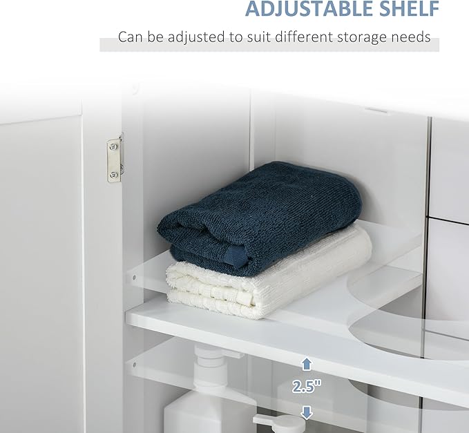 23.5" Pedestal Sink Storage Cabinet, White