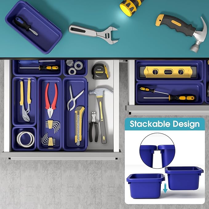 6 PCS Drawer Organizer Set, Navy