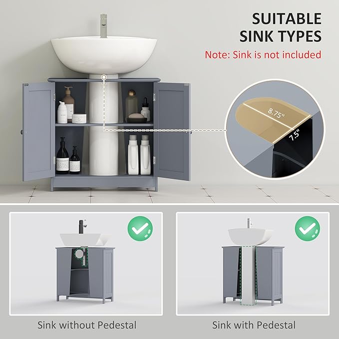 Under Sink Bathroom Cabinet with 2 Doors and Shelf