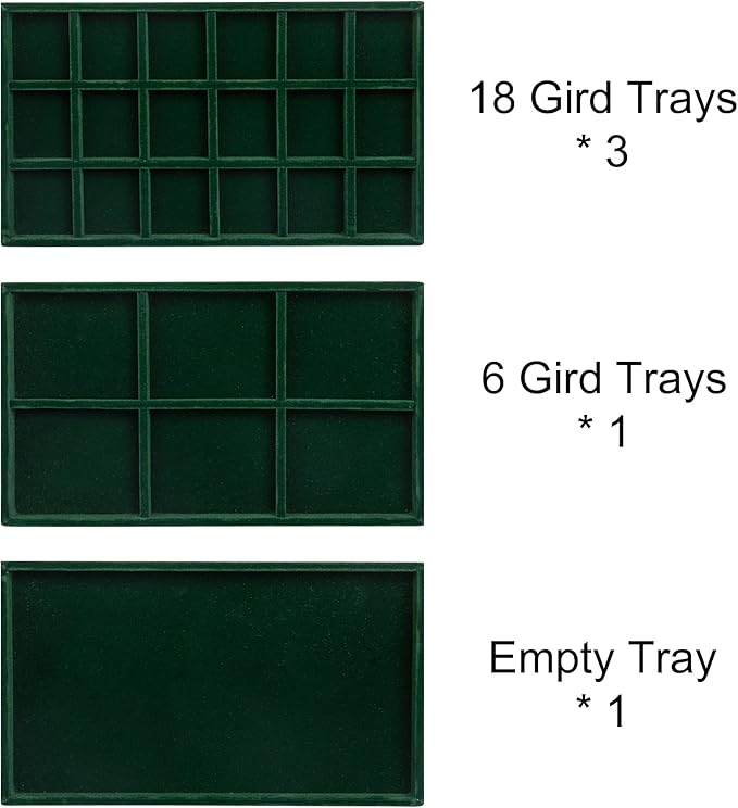 Frebeauty Acrylic Jewelry Organizer Earring Organizer Box with 5 Drawers Earring Holder Organizer with Velvet Trays Clear Jewelry Box for Women Earring Display for Rings Studs(Blackish Green)
