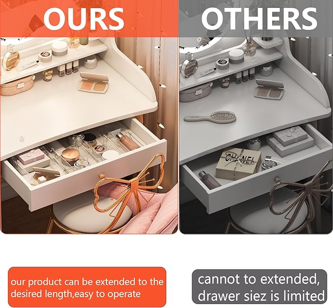 8 Pcs Expandable Clear Drawer Organizers