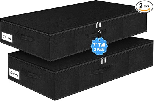 6.7-Inch Tall Under Bed Storage Bin with Zipper