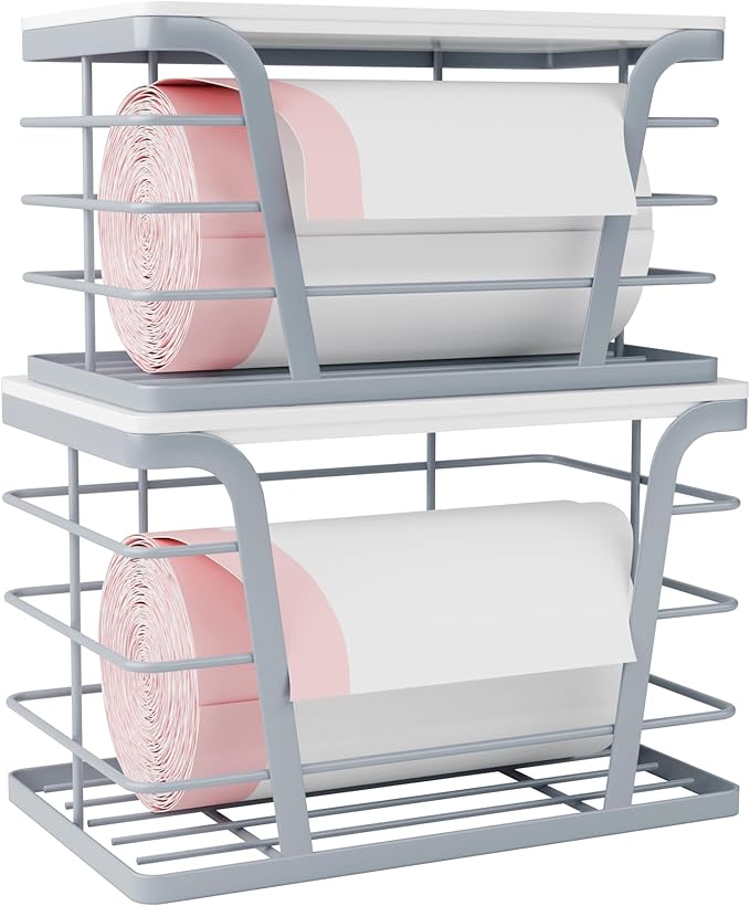 2 Pack Gray Trash Bag Organizer for Kitchen and Pantry
