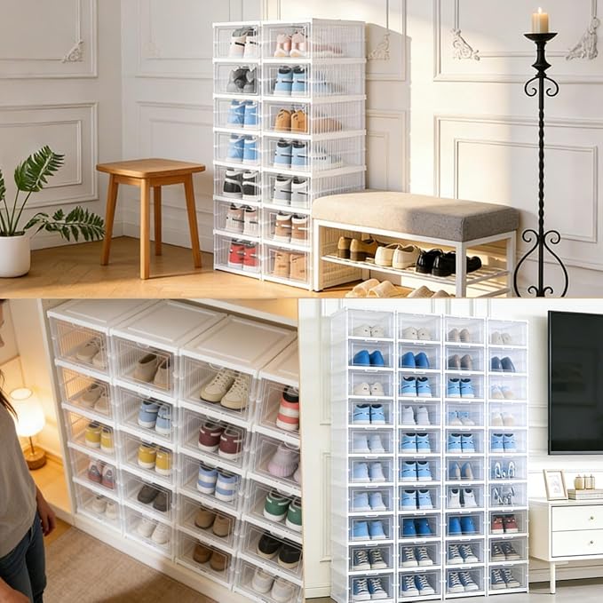 Upgrade Clear Foldable Shoe Storage Organizer