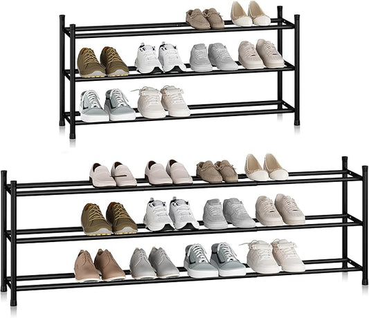 STORAGE MANIAC Long Expandable Shoe Rack, 3 Tiers