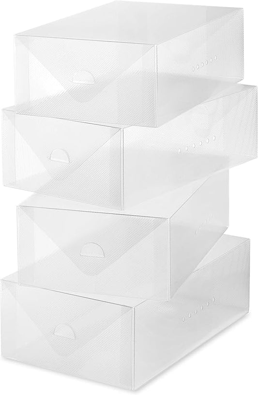 Whitmor Clear Vue Women's Shoe Box, Set of 4, White, 4 Count