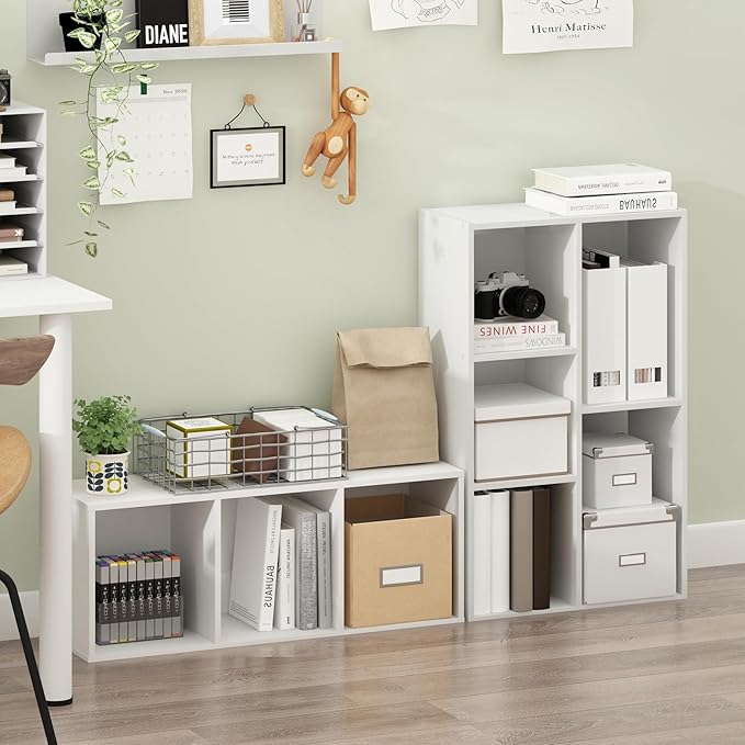 Furinno LUDER Book Shelf, 3-Cube Bookshelf, Bookcase with Open Shelves, White