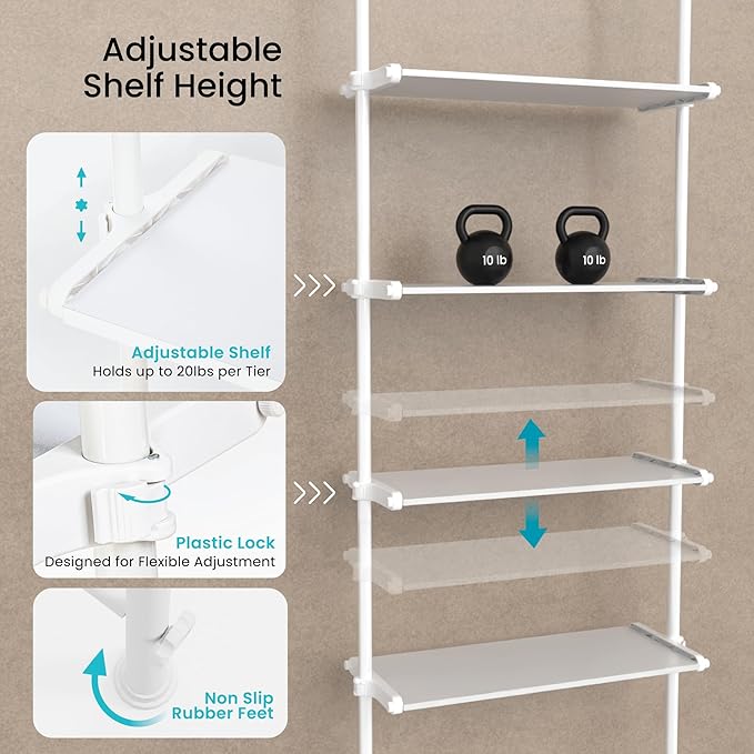 Home Zone Living Over-the-Toilet Organizer with Adjustable 4-Tier Shelves