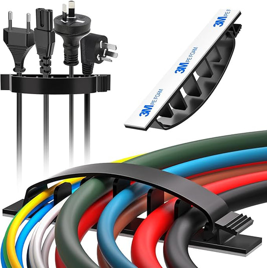 30pcs Adhesive Cable Wire Clips Black