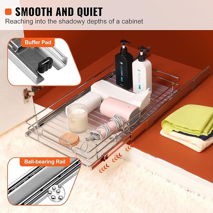 12.5"Wx21"Dx3.5"H Pull Out Cabinet Organizer
