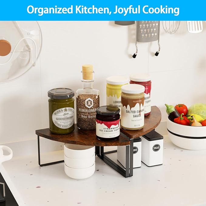 Corner Shelf Countertop Organizer, Rustic Brown