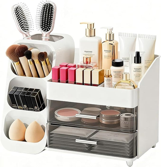 Makeup Organizer with Brush Holder for Vanity, Lipsticks