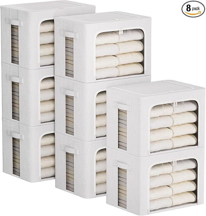 8 Pack Clothes Storage Bins, 16.5x12.2x12.2 inch)