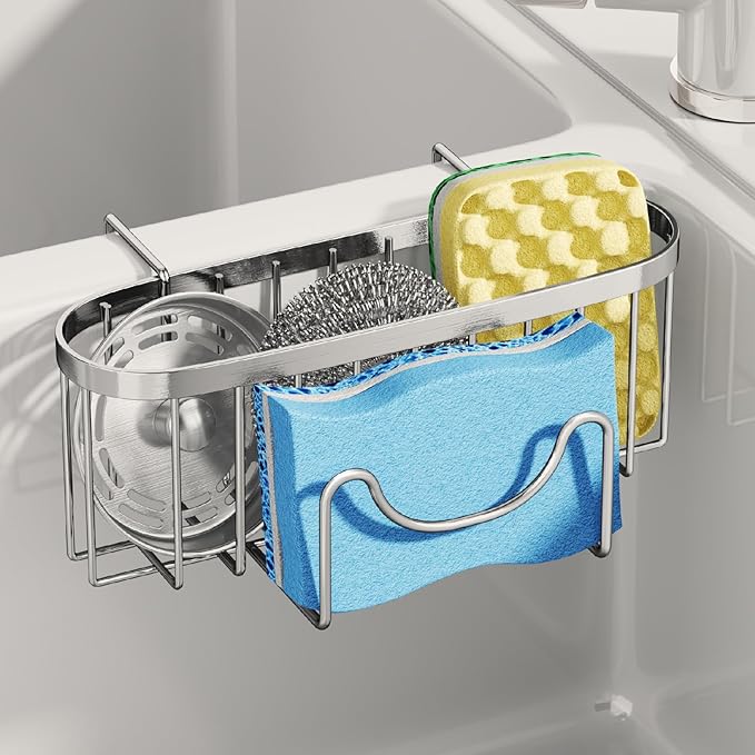 Sponge Holder for Kitchen Sink, Silver L
