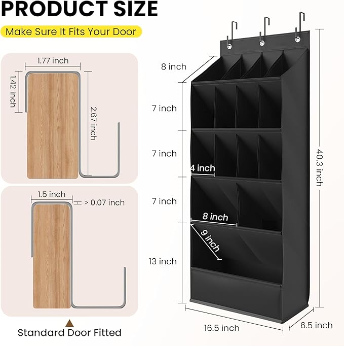 18 Pairs Over the Door Shoe Organizer, Black