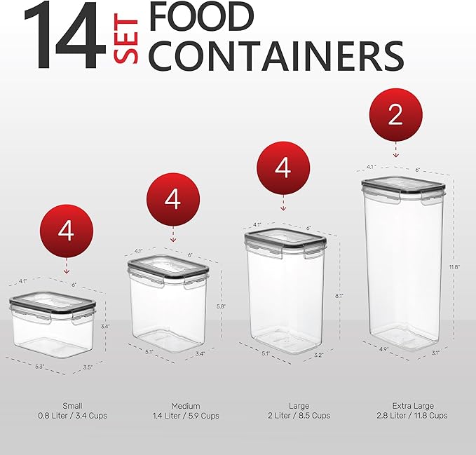 DWËLLZA KITCHEN Set of 14 Airtight Food Storage Containers for Pantry