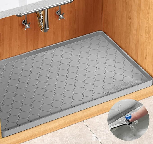 Winisok Silicone Under Sink Mat 31" x 19", kitchen Essentials and Gadgets, Shelf liner and Cabinet Protector, Home Organizers and Storage, Waterproof Bathroom Tray
