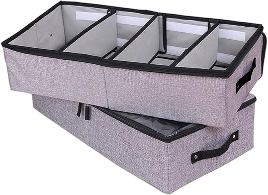 Foldable Under Bed Clothes Organizer with Lid, 2 Gray