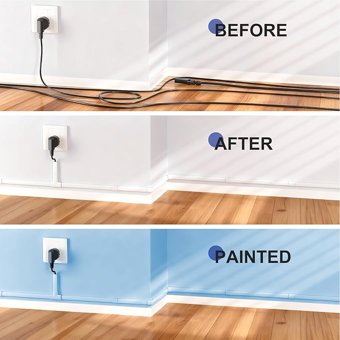 Delamu Cord Hider, 236in Cord Covers for 3-4 Wires on Wall, Cable Hider Wire Covers for Cords, Wire Hiders for TV on Wall, TV Cord Hider for Wall Mounted TV, 15x L15.7 W1.18 H0.6in, White