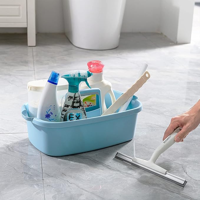 Goderewild Multi-Purpose Plastic Cleaning Caddy with Handle, Shower Caddy Organizer/Storage Basket/Totes Portable for Bathroom Supplies, Cleaning Products, Under Sink Tool, Housekeepers (Blue)