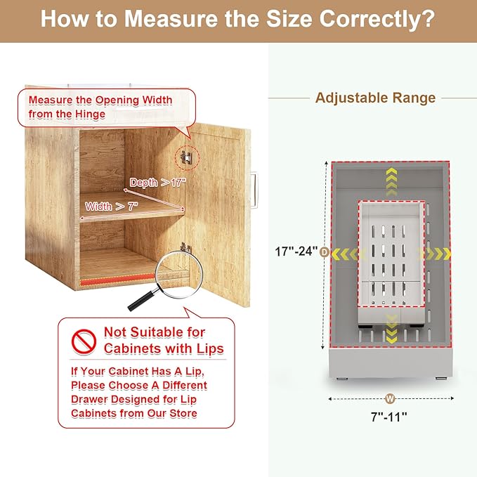 2Pc Pull out Cabinet Organizer, Width (7"-11") and Depth(17"-24"), Expandable