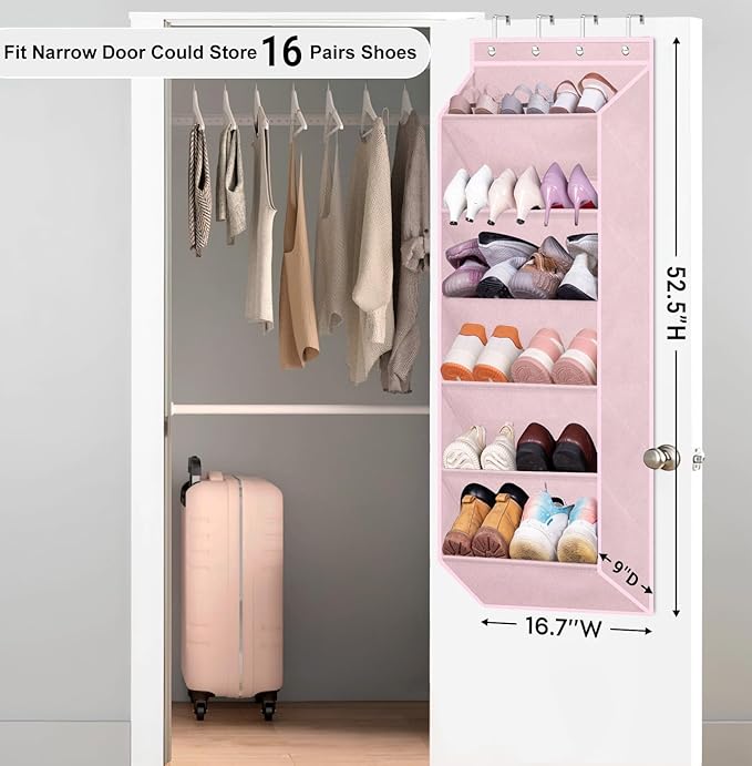 LAMB Over The Door Shoe Rack with Large Deep Pockets