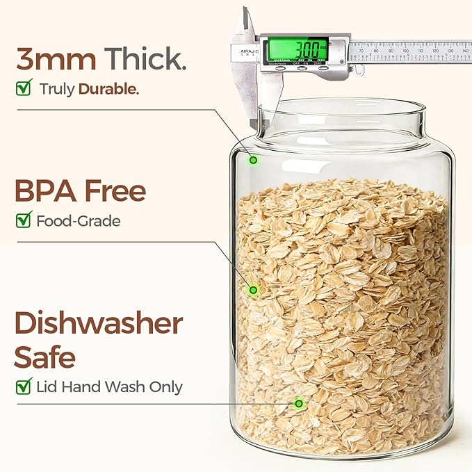 2Pcs (4.2Qt) Wide-Mouth Flour Sugar Storage Containers, Include Scoops & Labels