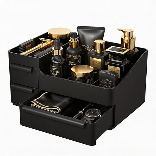 Mens Bathroom Organizer for Cologne, Perfume Stand with Drawers