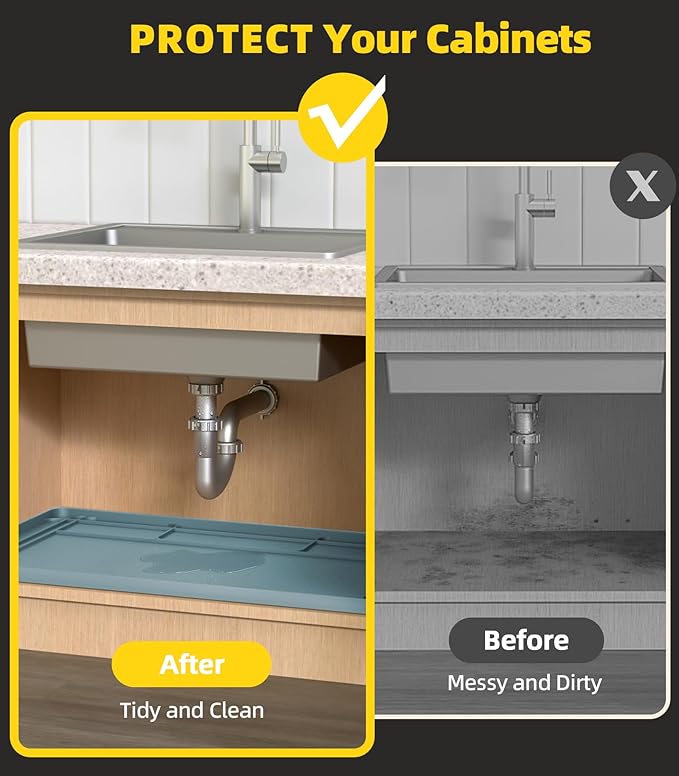 Under Sink Mats for Kitchen Waterproof, Teal