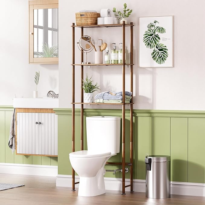 Bamboo Over The Toilet Storage Shelf, Walnut Brown