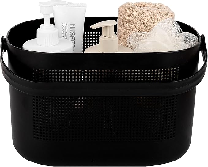 Plastic Storage Baskets with Handles, Black