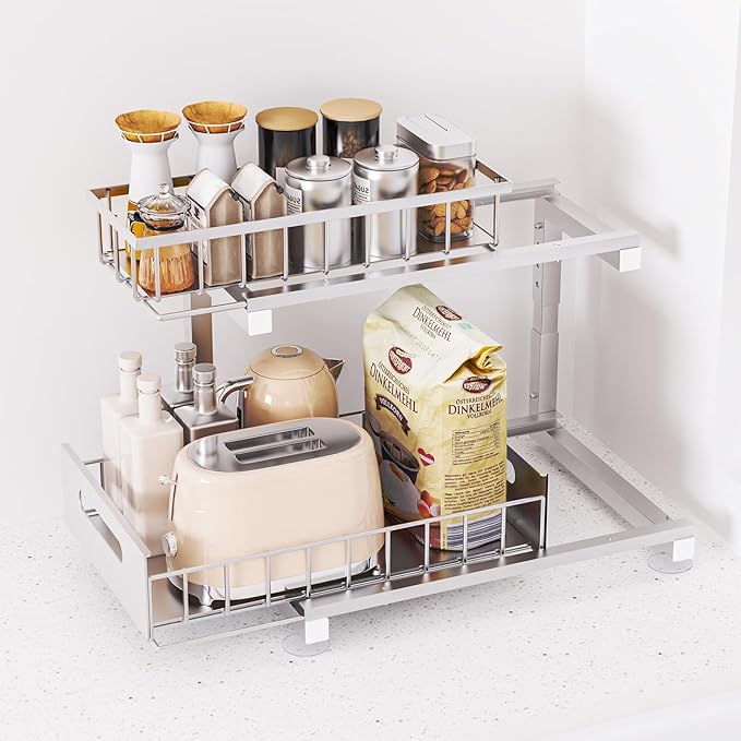 Under Sink Organizer, Sliver,2Pack