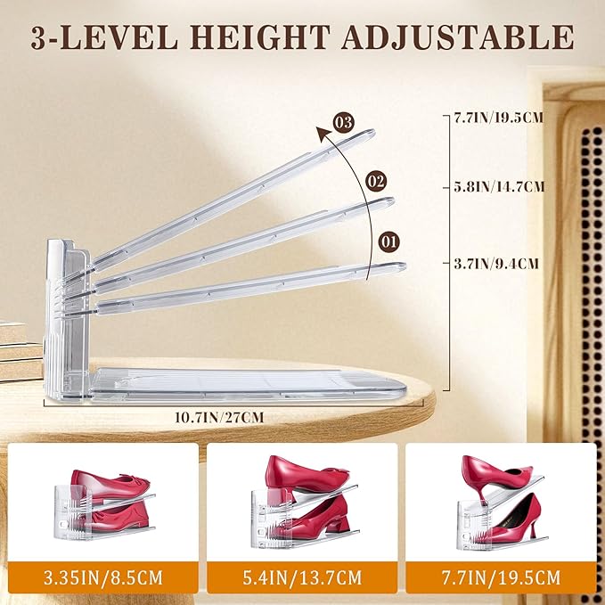 Shoe Slots Organizer, 24 Pack Transparent Shoe Stackers for A Pair of Shoes
